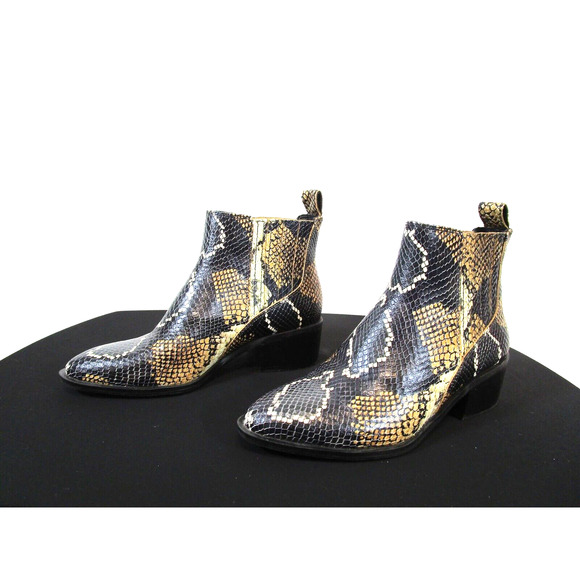 EUC! Crown Vintage Tolana 2 Snake Print Leather Chelsea Ankle Boots Women 7 M - Picture 1 of 11